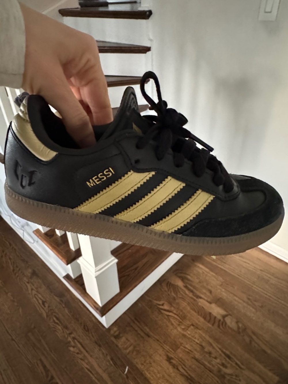 Adidas Kids Black and Gold Messi Sneakers Size 1